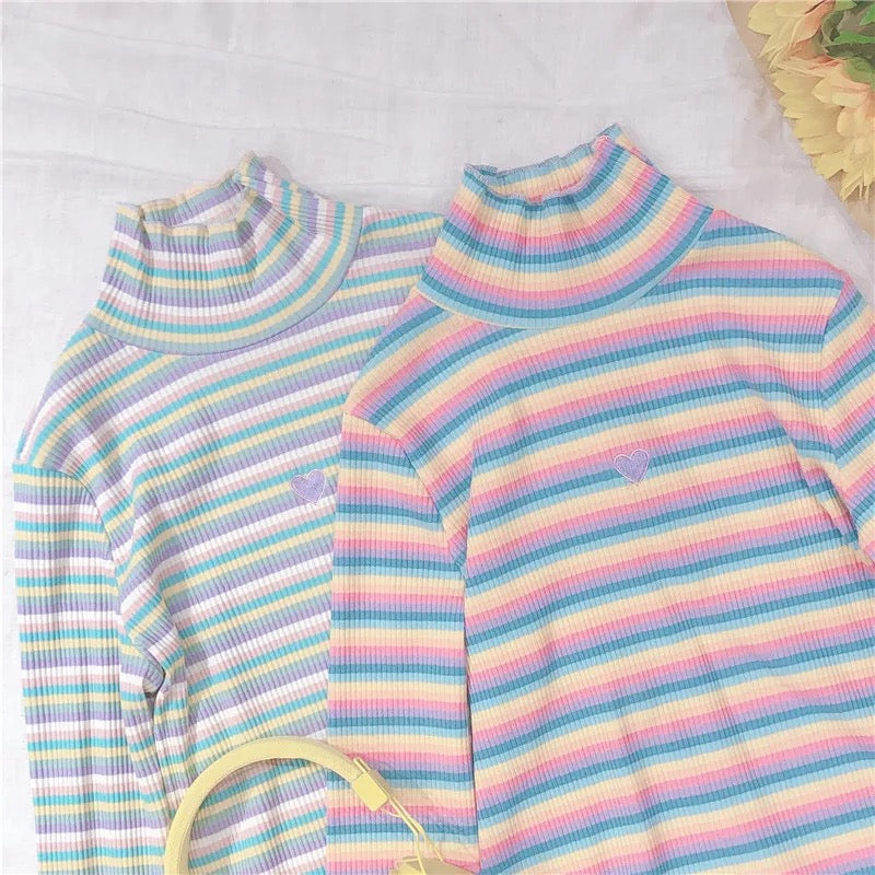 Pastel Rainbow Turtleneck Sweater – DDLGVerse