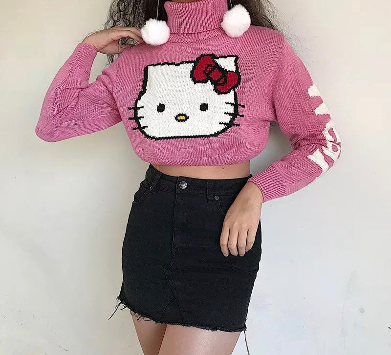 Knitted Hello Kitty Turtleneck Sweater – DDLGVerse