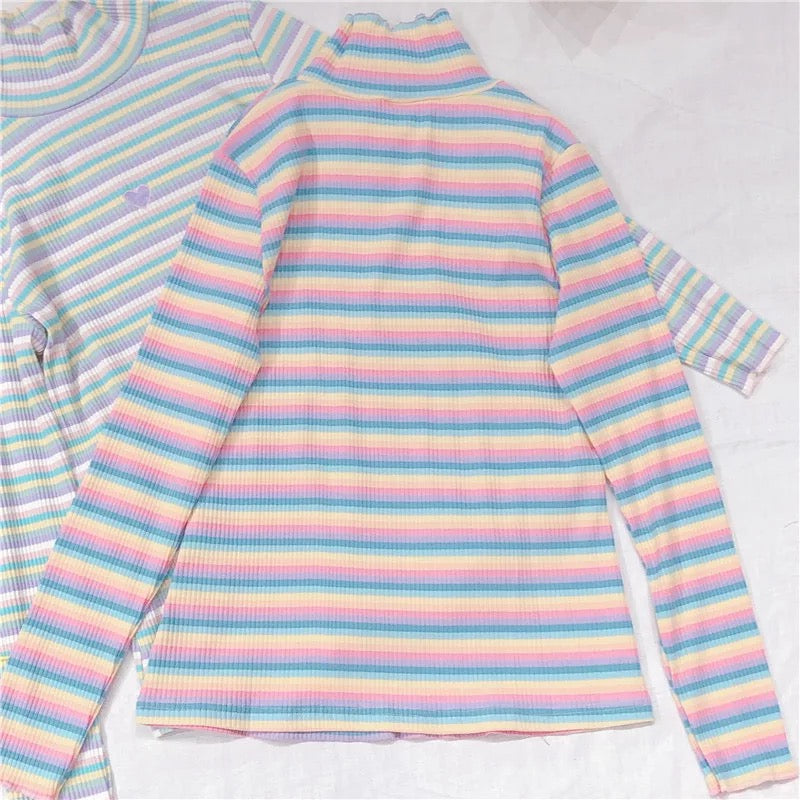Pastel Rainbow Turtleneck Sweater – DDLGVerse
