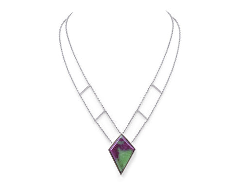 Kazanjian Peridot & Ruby Necklace in 18K White Gold