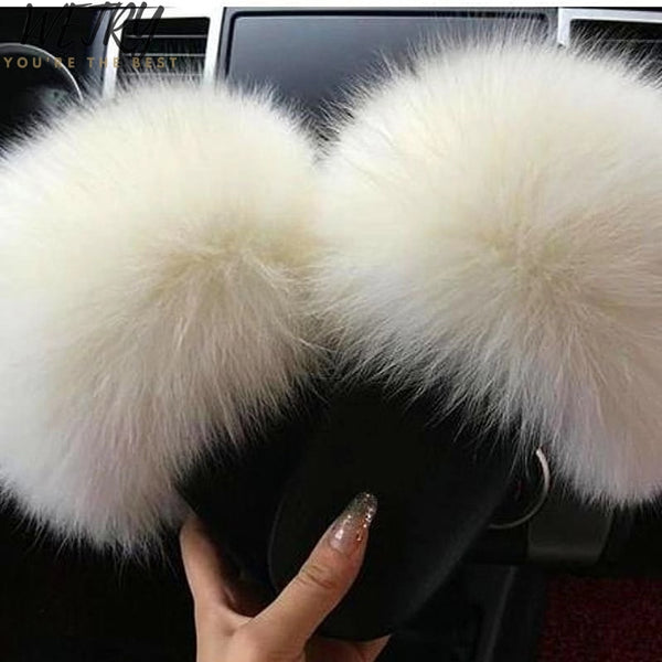 luxury fur slides
