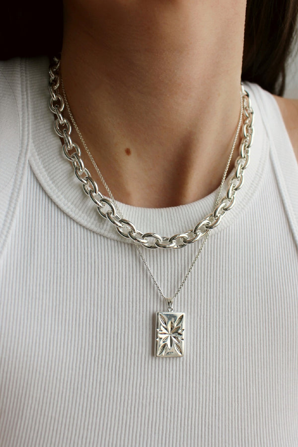 Chunky Amethyst Crystal Snake Pendant Necklace Sterling Silver - Ruby Lane