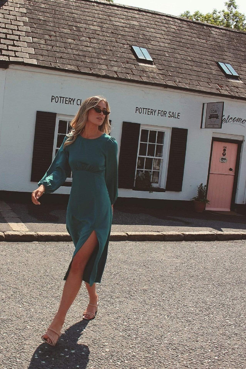 teal green midi dress