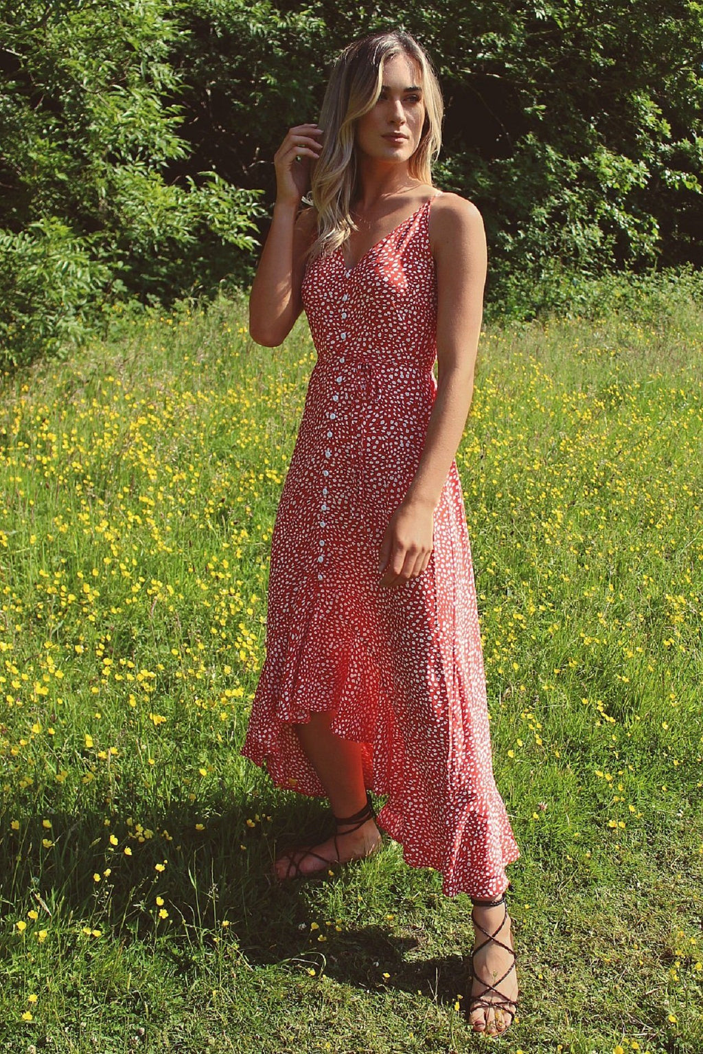 green and red leopard print dress