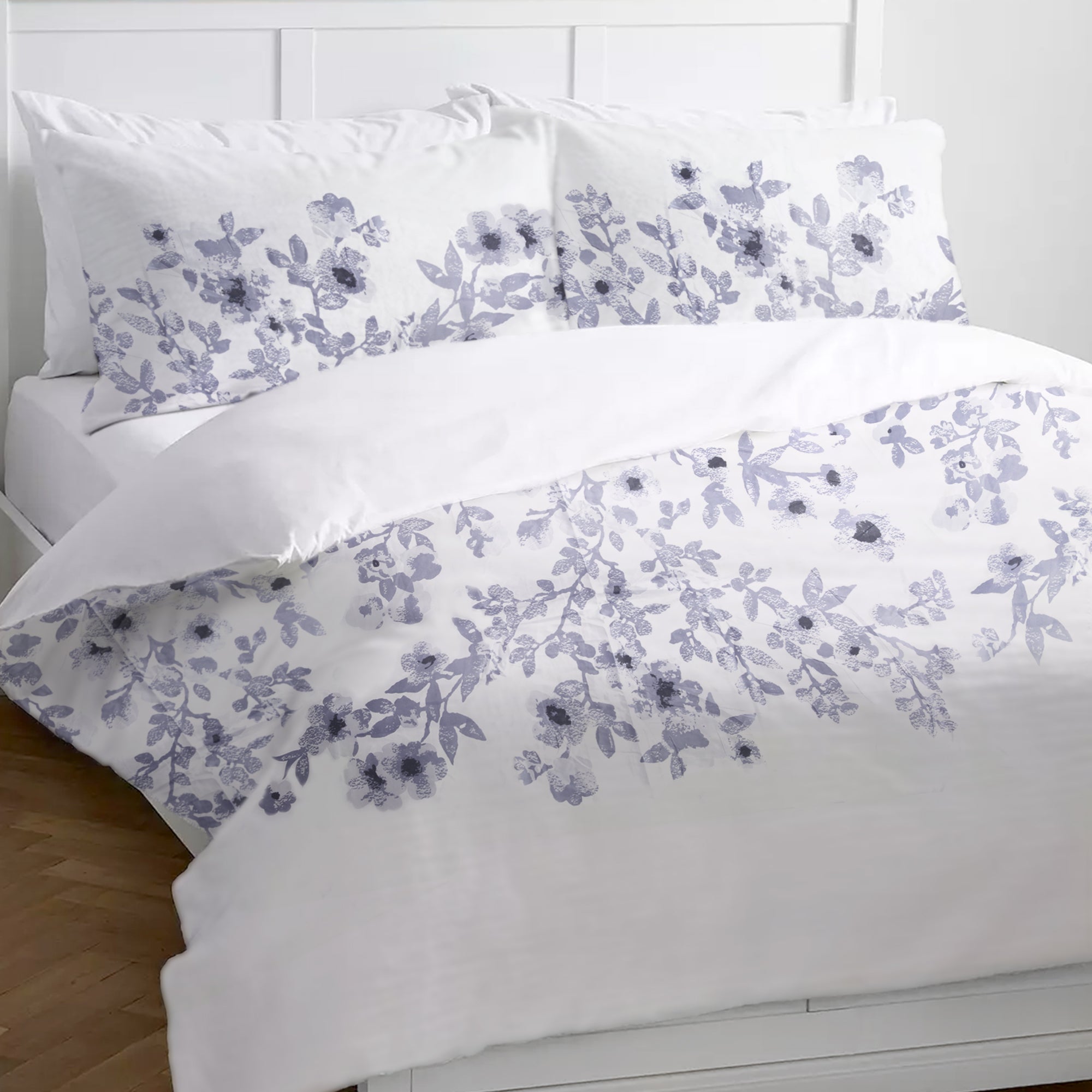 grey floral duvet set