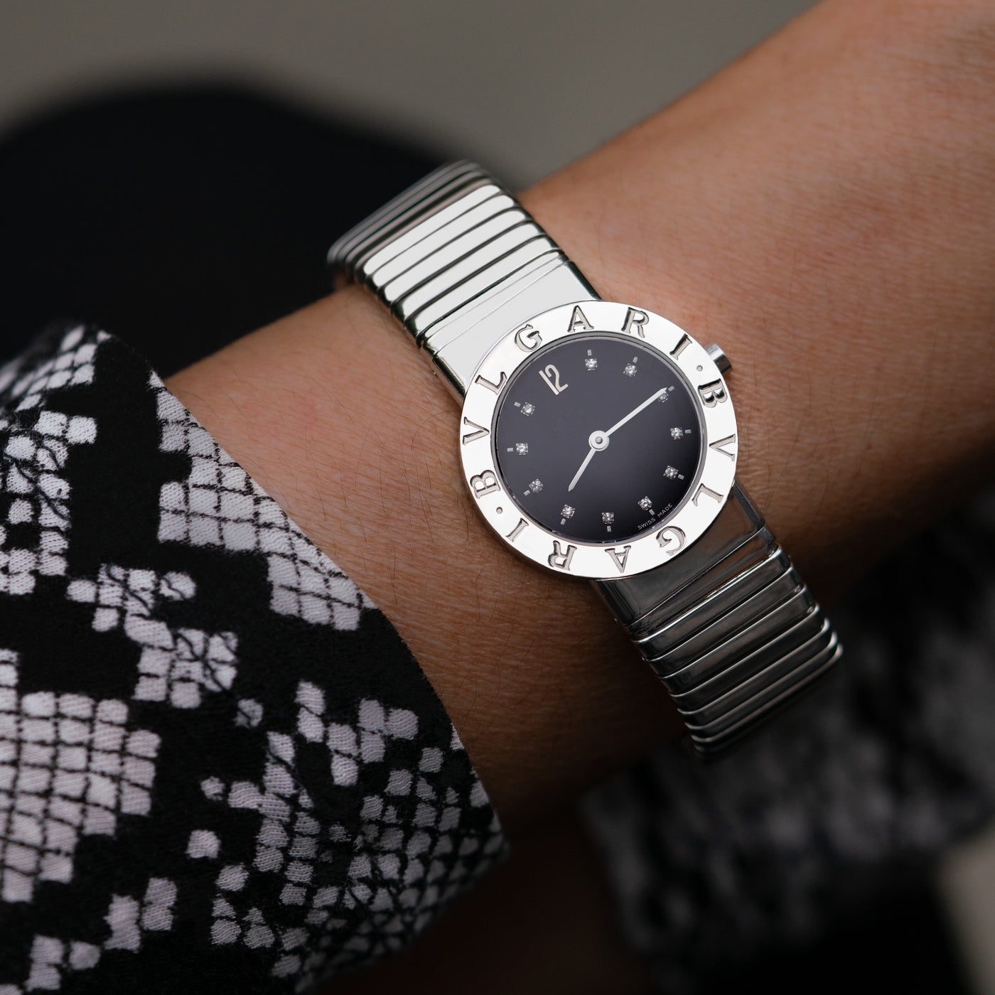 BVLGARI BULGARI STAINLESS STEEL WITH DIAMOND DIAL MODEL BB 26 2TS –  STEPHANIE WINDSOR