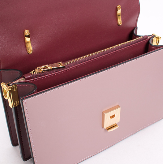 Rosy Double Strap Leather Bag-holiholic.com
