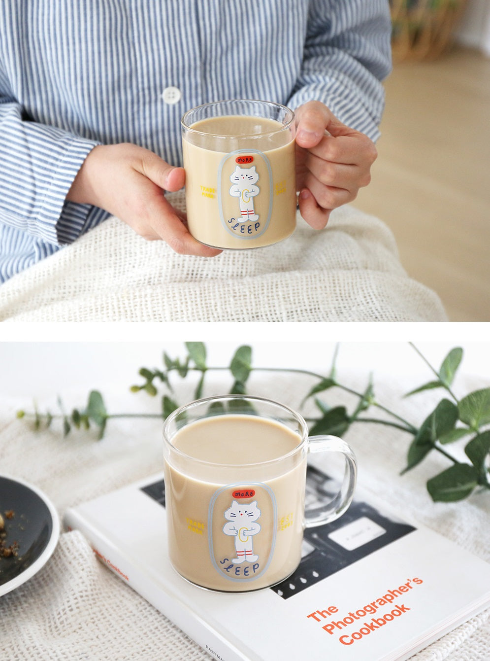 [ROMANE] Sleep Kitty Glass Cup-holiholic.com