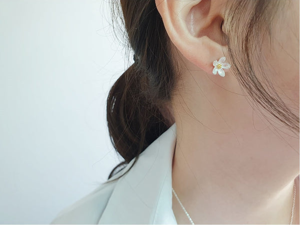 [92.5 Silver] Daffodils Petit Stud Earrings-holiholic.com