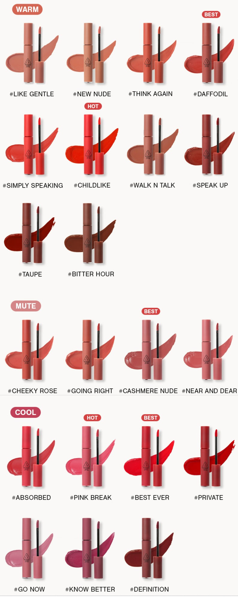 [3CE] Velvet Lip Tint-Holiholic