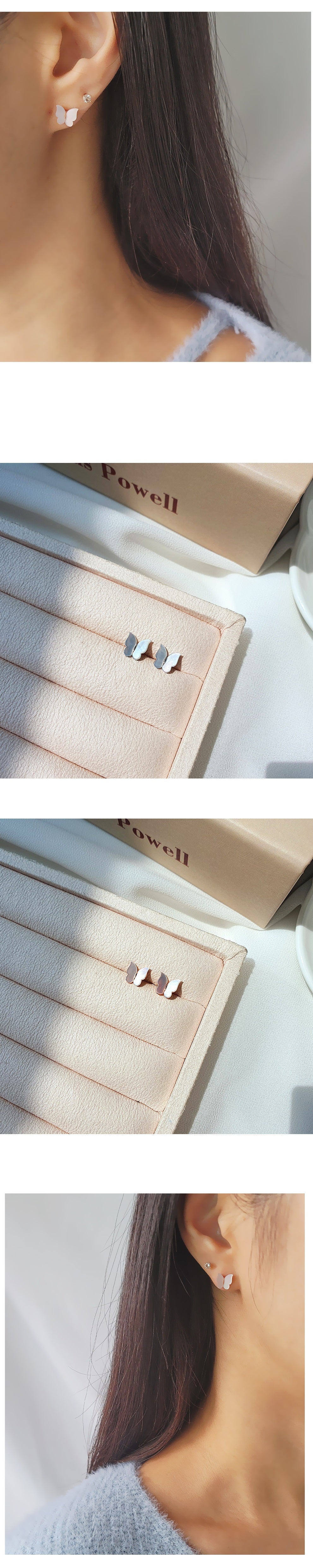 [92.5 Silver] Mini Butterfly Stud Earrings-Holiholic