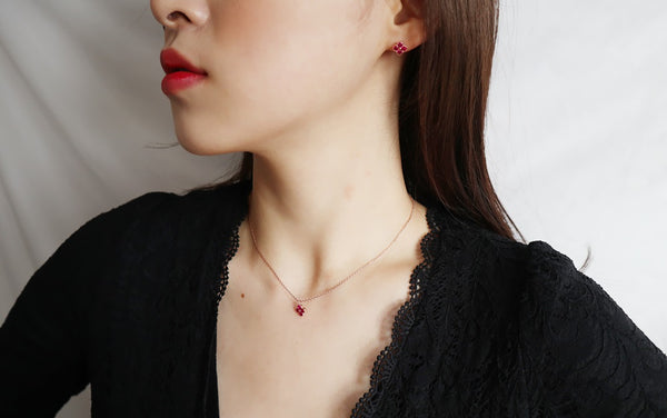 [92.5 Silver] Azalea Flower Earrings  -holiholic.com