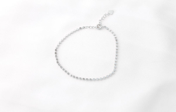 [92.5 Silver] Dot Chain Simple Bracelet-holiholic.com