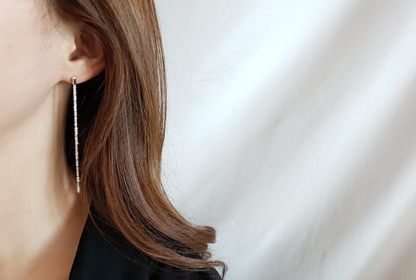 [92.5 Silver] Elle Long Drop Earrings-holiholic.com