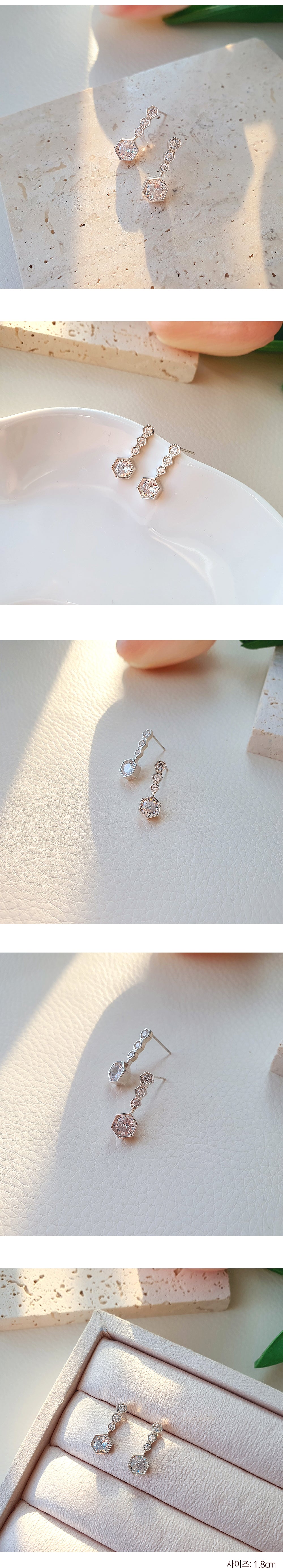 [92.5 Silver] Hexagon Drop Earrings-Holiholic