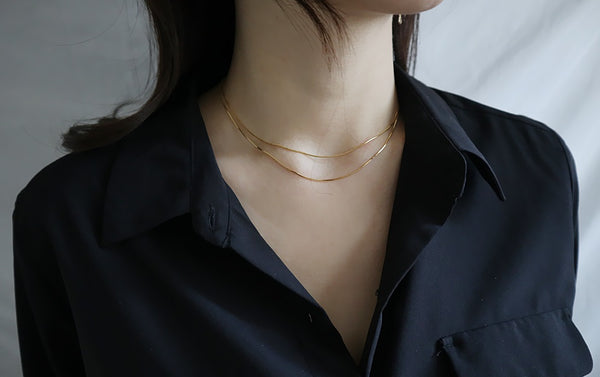 [92.5 Silver] Modern Layered Necklace-holiholic.com