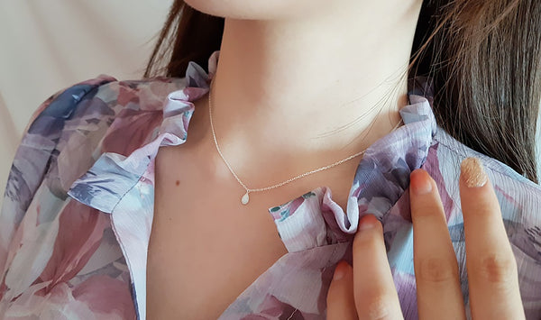 [92.5 Silver] Opal & Silver Minimal Necklace-holiholic.com