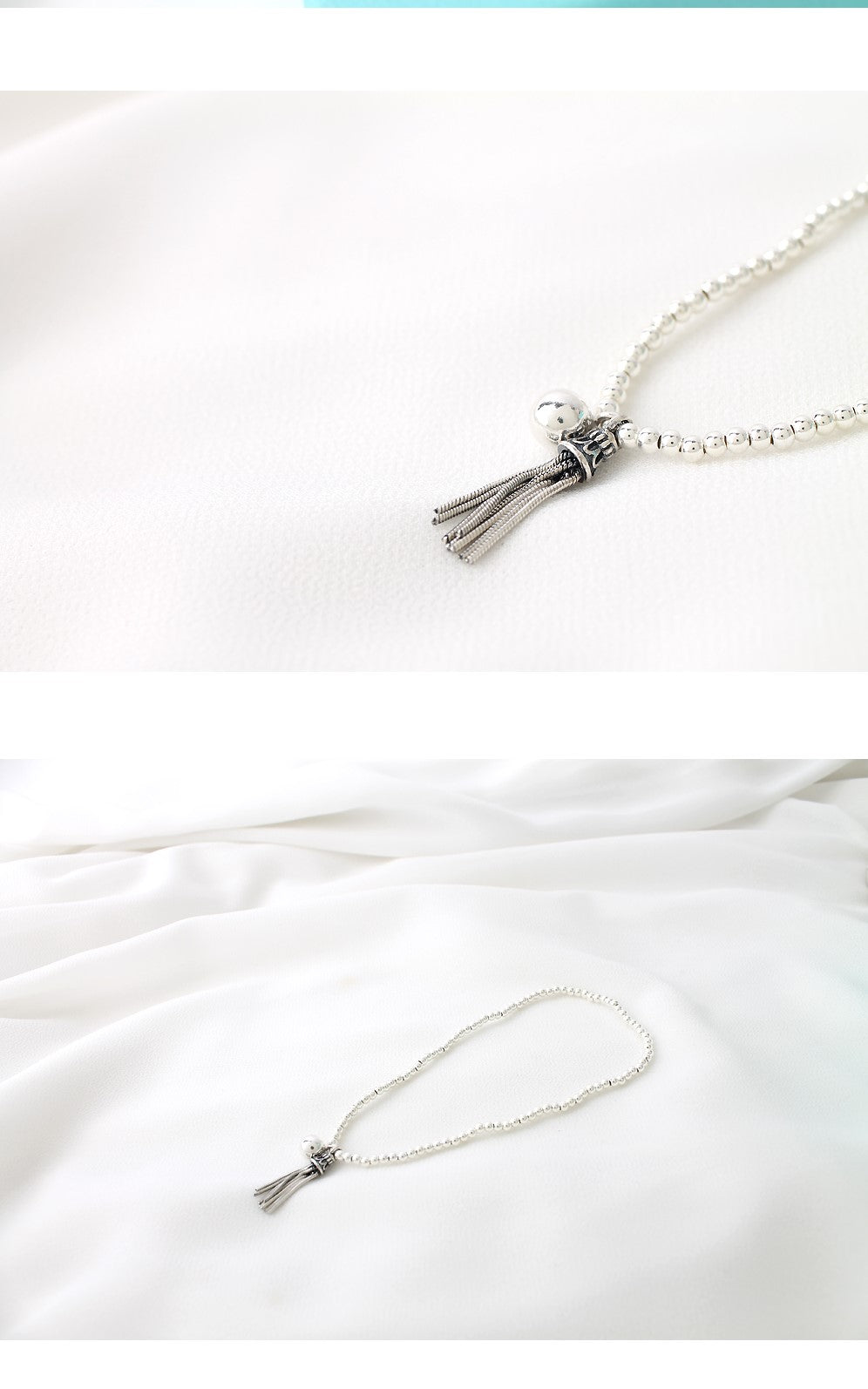 [92.5 Silver] Petit Silver Tassel Anklet-holiholic.com