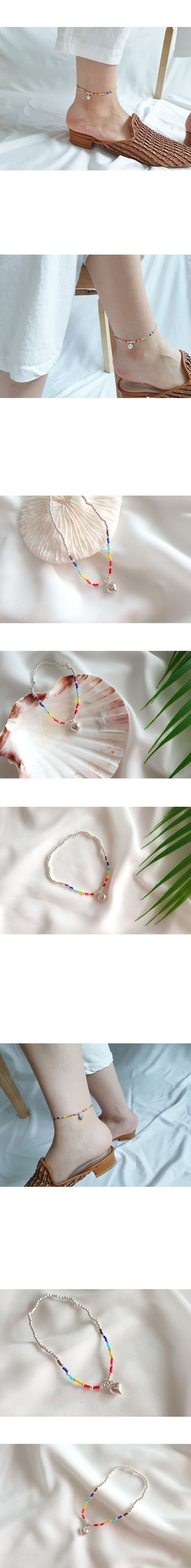 [92.5 Silver] Rainbow Beads Anklet-holiholic.com