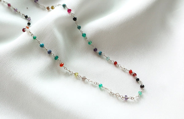 [92.5 Silver] Rainbow Stone Necklace-holiholic.com
