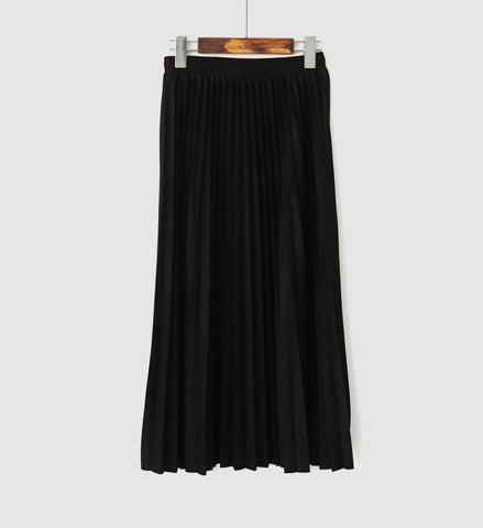 Alex Suede Pleated Skirt-holiholic.com