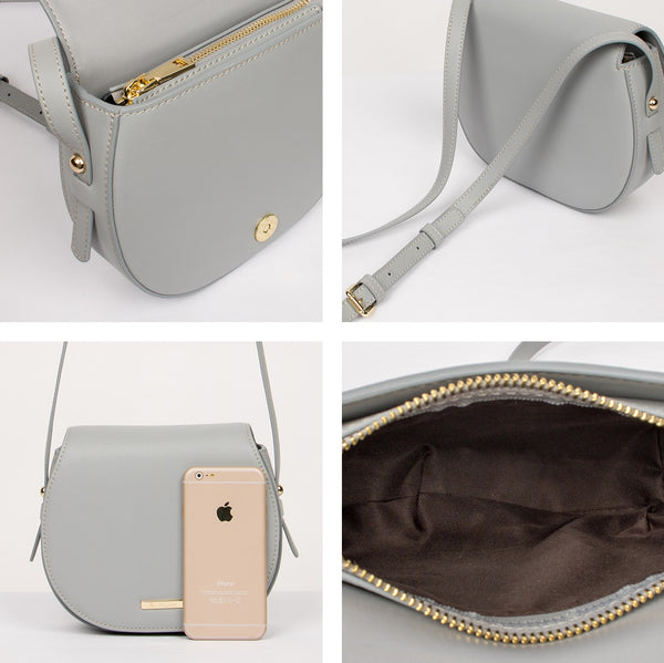 Bubble Roundy Hip Leather Cross Bag-holiholic.com