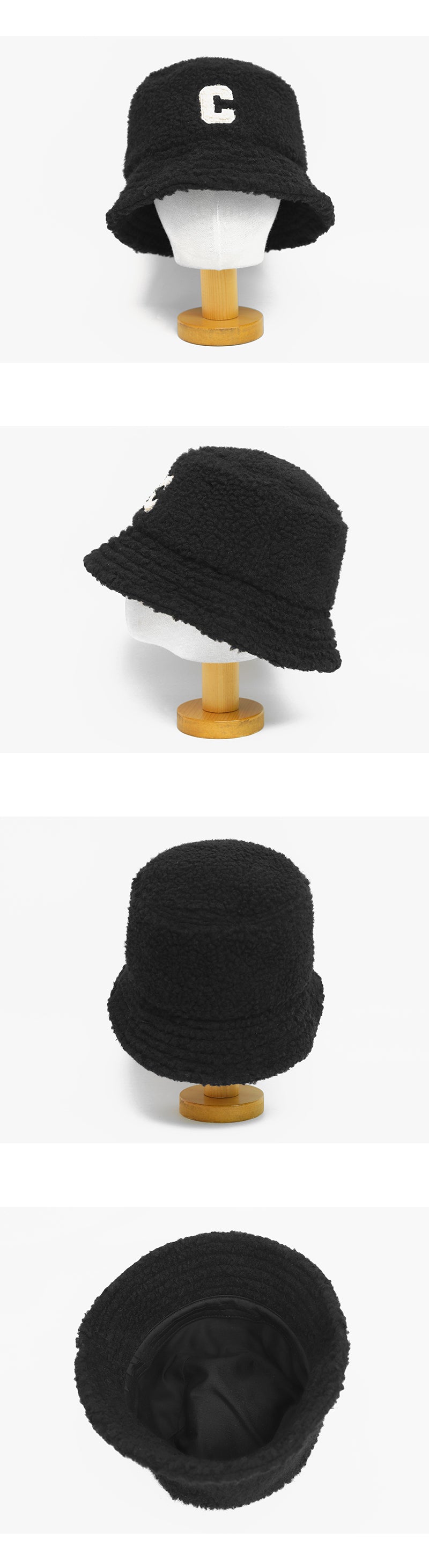 C Lettering Fluffy Bucket Hat-Holiholic
