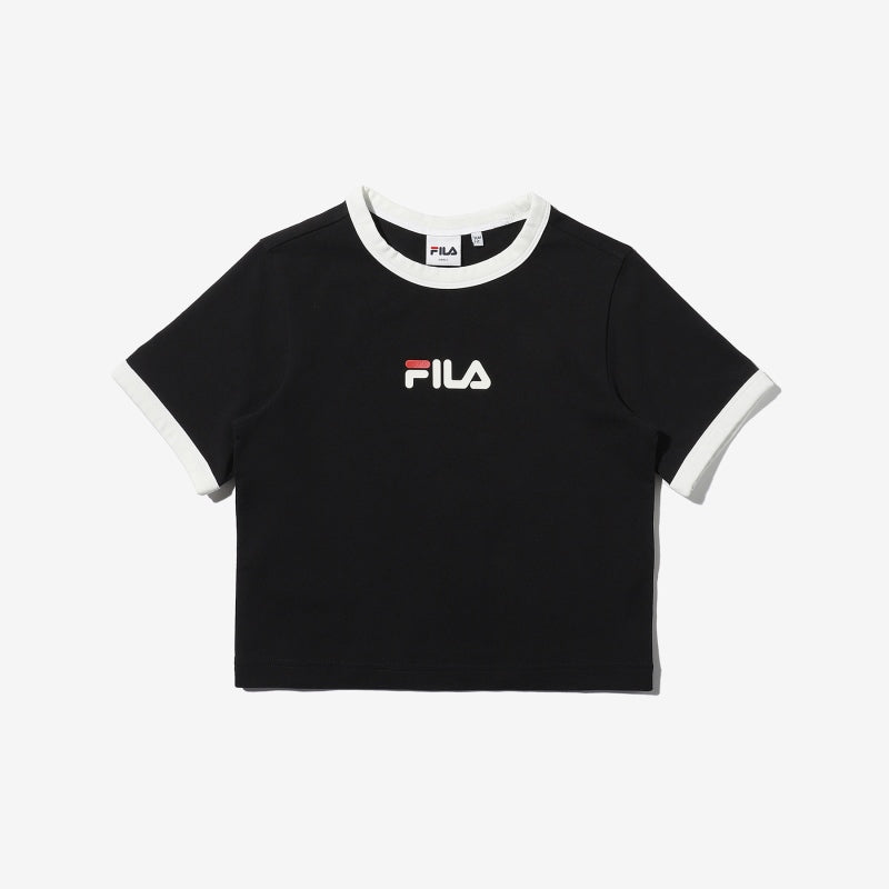 [FILA] Heritage Logo Crop Top Black l Holiholic