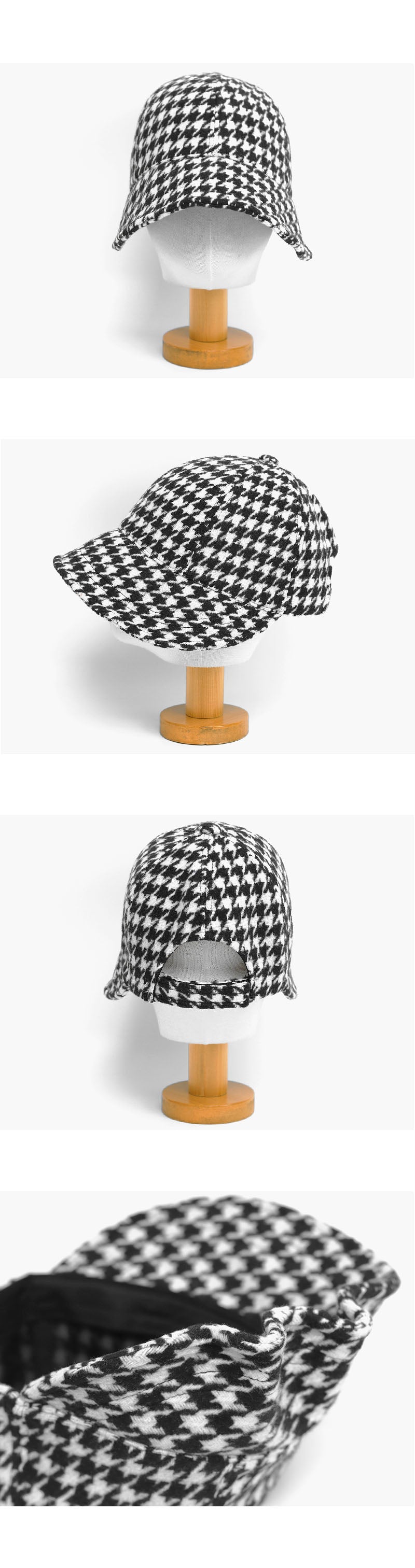 Houndstooth Bell Bucket Hat-Holiholic