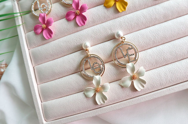 LOVE flower drop earring-holiholic.com