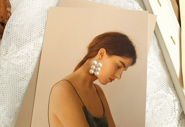 [ 92.5 Silver] Pearl Square Stud Earring-holiholic.com