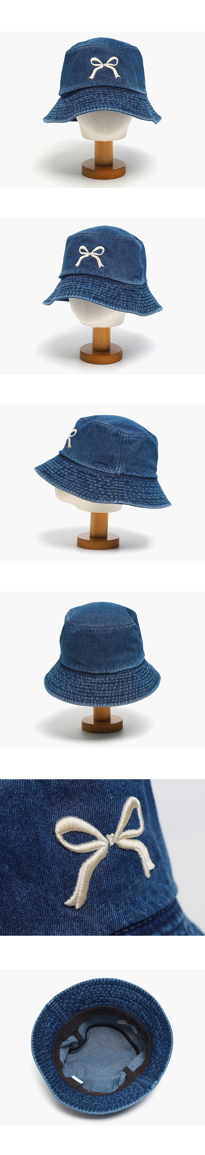 Ribbon Embroidery Denim Bucket Cap-Holiholic