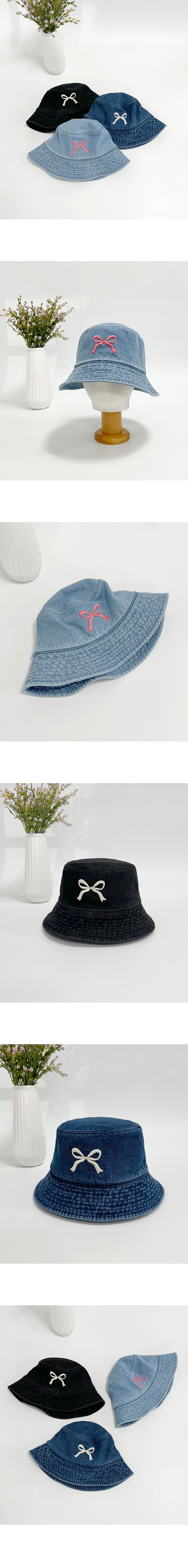 Ribbon Embroidery Denim Bucket Cap-Holiholic