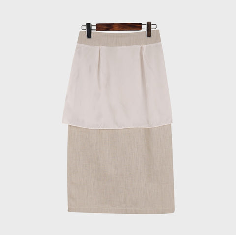 Solid Back Split Linen Skirt-holiholic.com