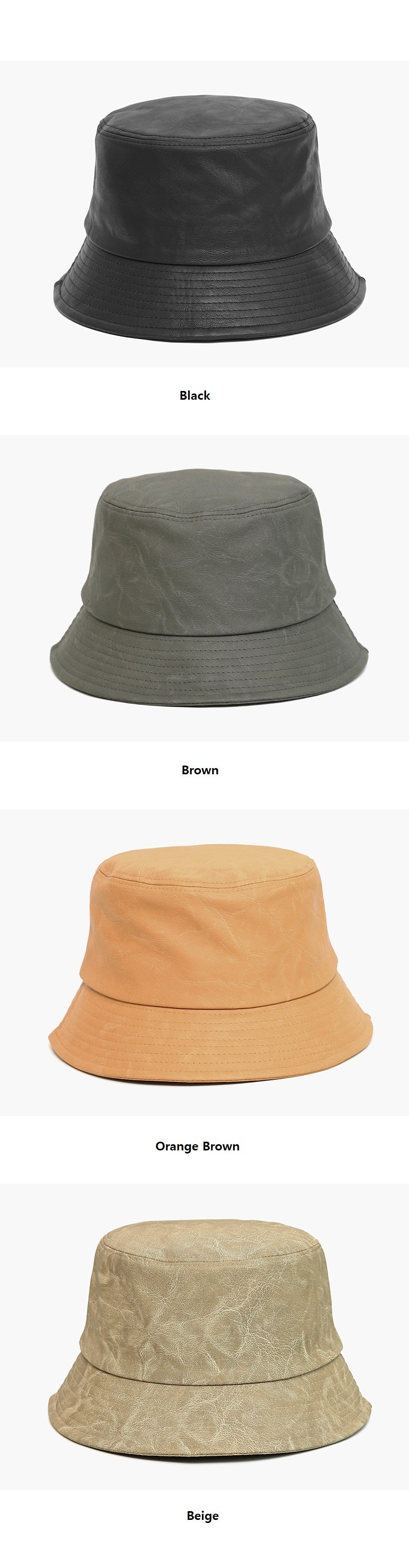 Solid Leather Bucket Hat-Holiholic