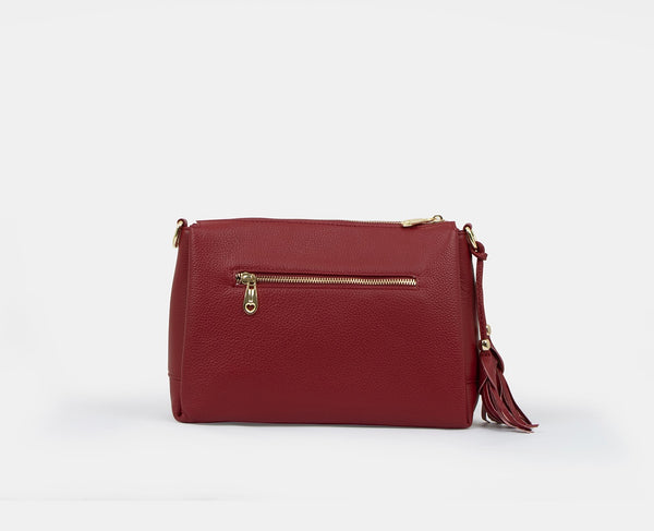 Solid Leather Tassel Cross Bag-holiholic.com