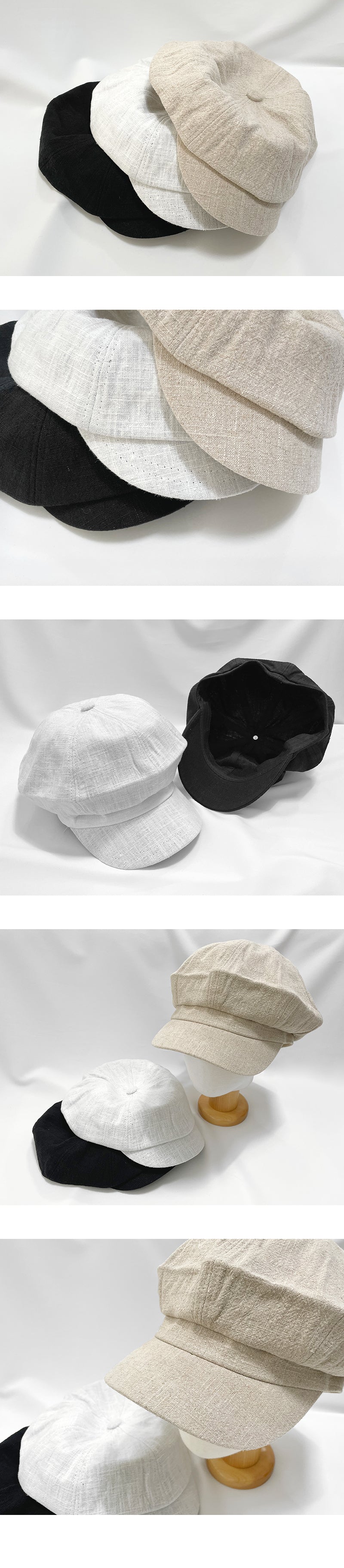 Solid Linen Baker Boy Hat-Holiholic