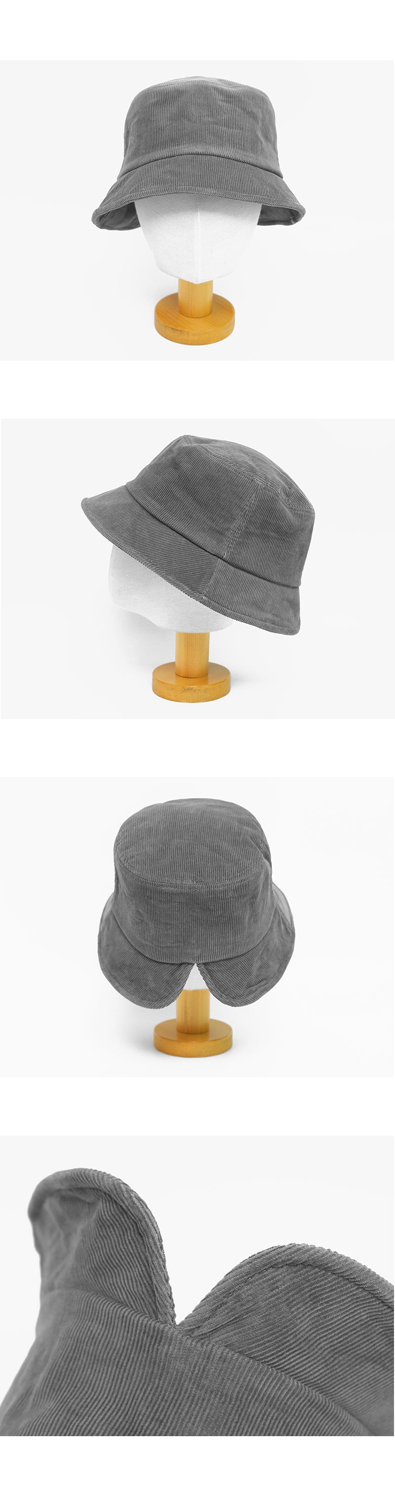 Split Point Corduroy Bucket Hat-Holiholic