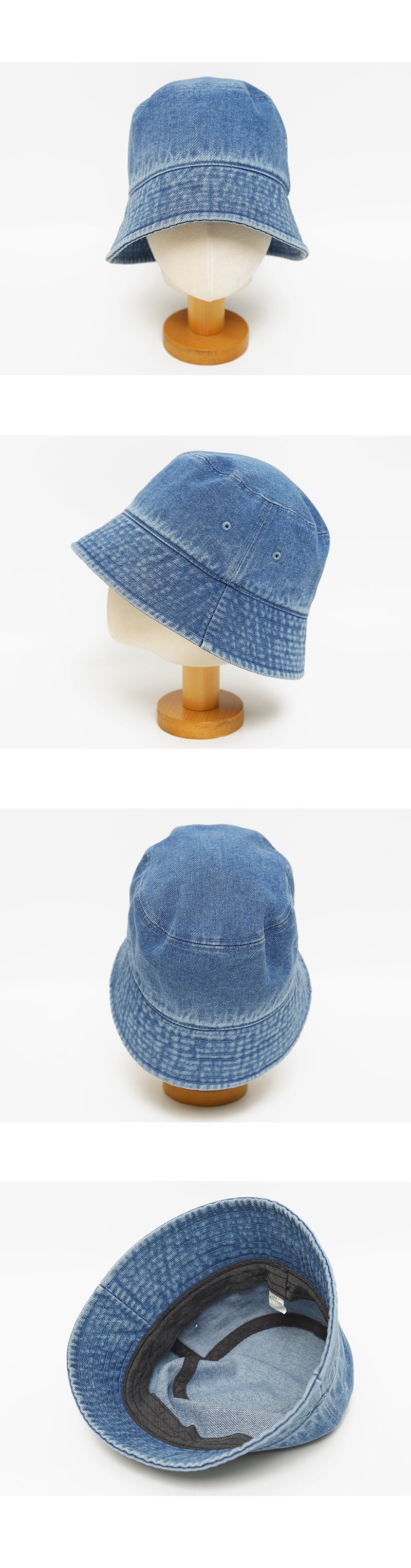 Vintage Washed Denim Bucket Hat-Holiholic