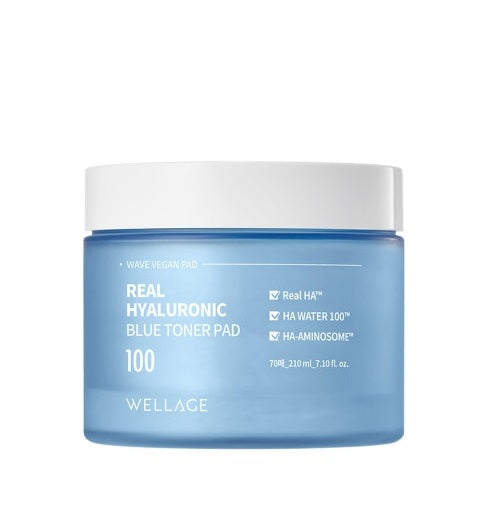 [WELLAGE] Real Hyaluronic Blue Toner Pad 70p-Holiholic