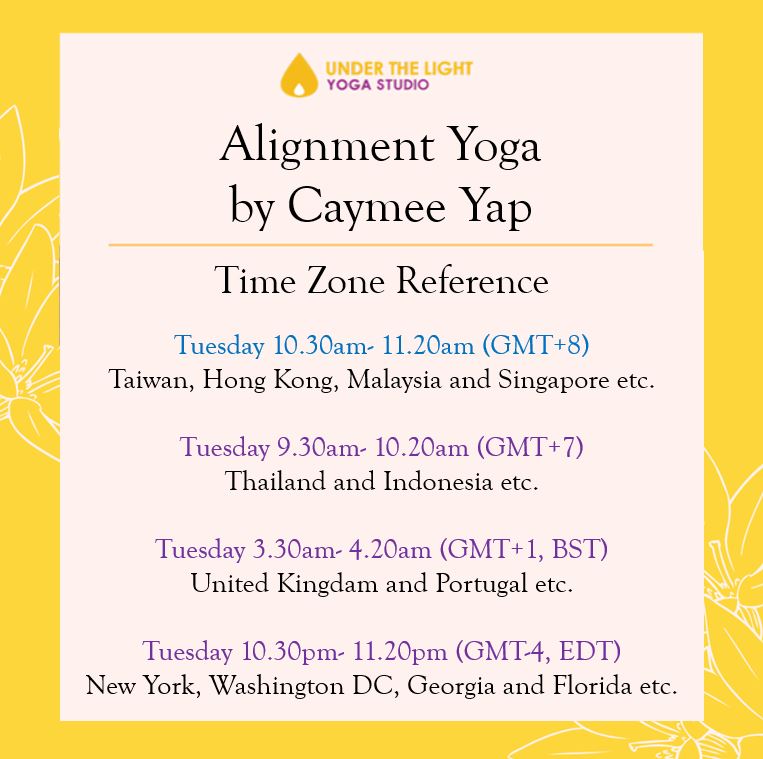 [Online] Alignment yoga by Caymee Yap (50 min) at 10.30am Tue on 19 May 2020 - finished.