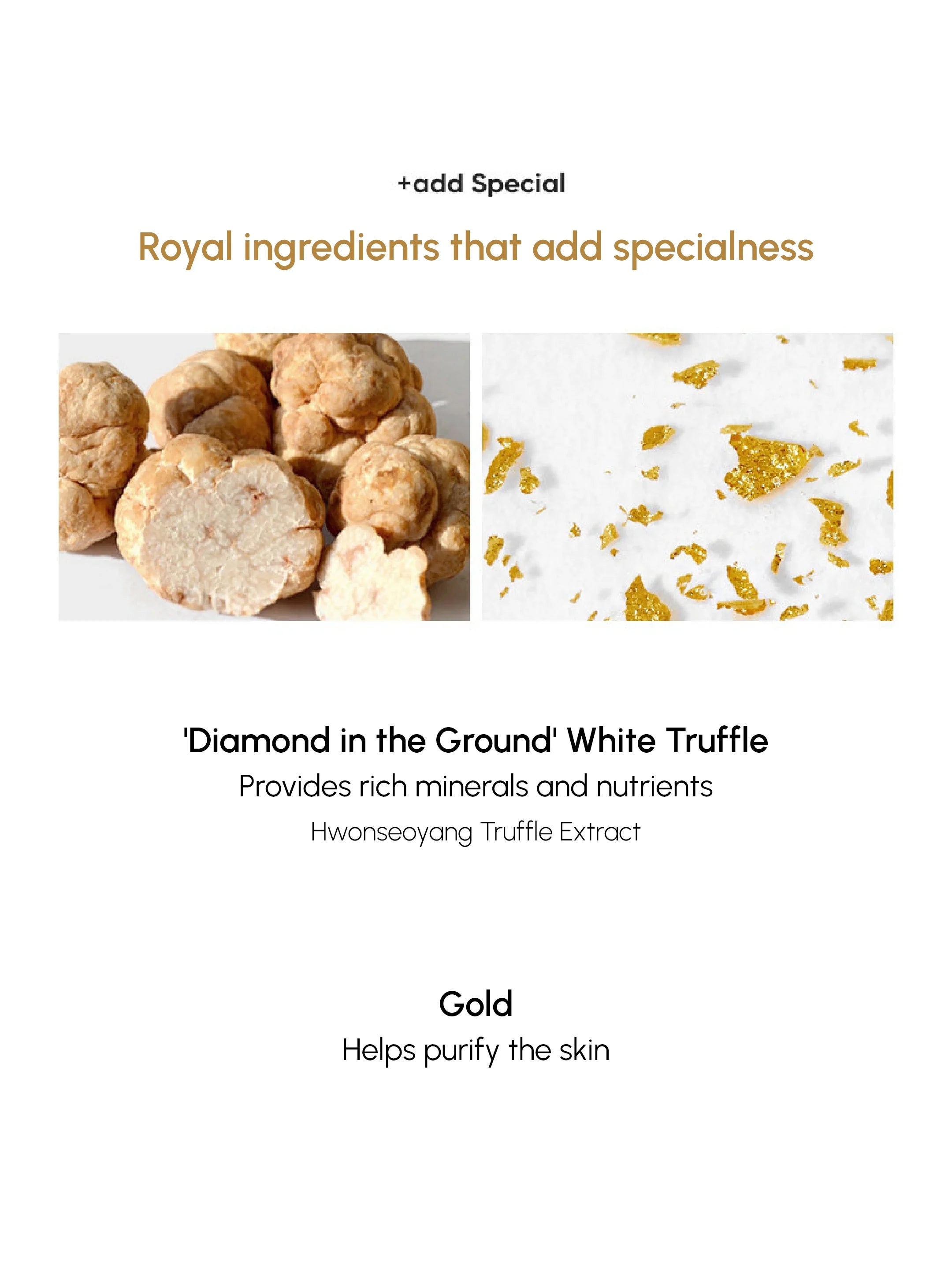 Advertisement for 'Diamond in the Ground' White Truffle with text about its benefits.