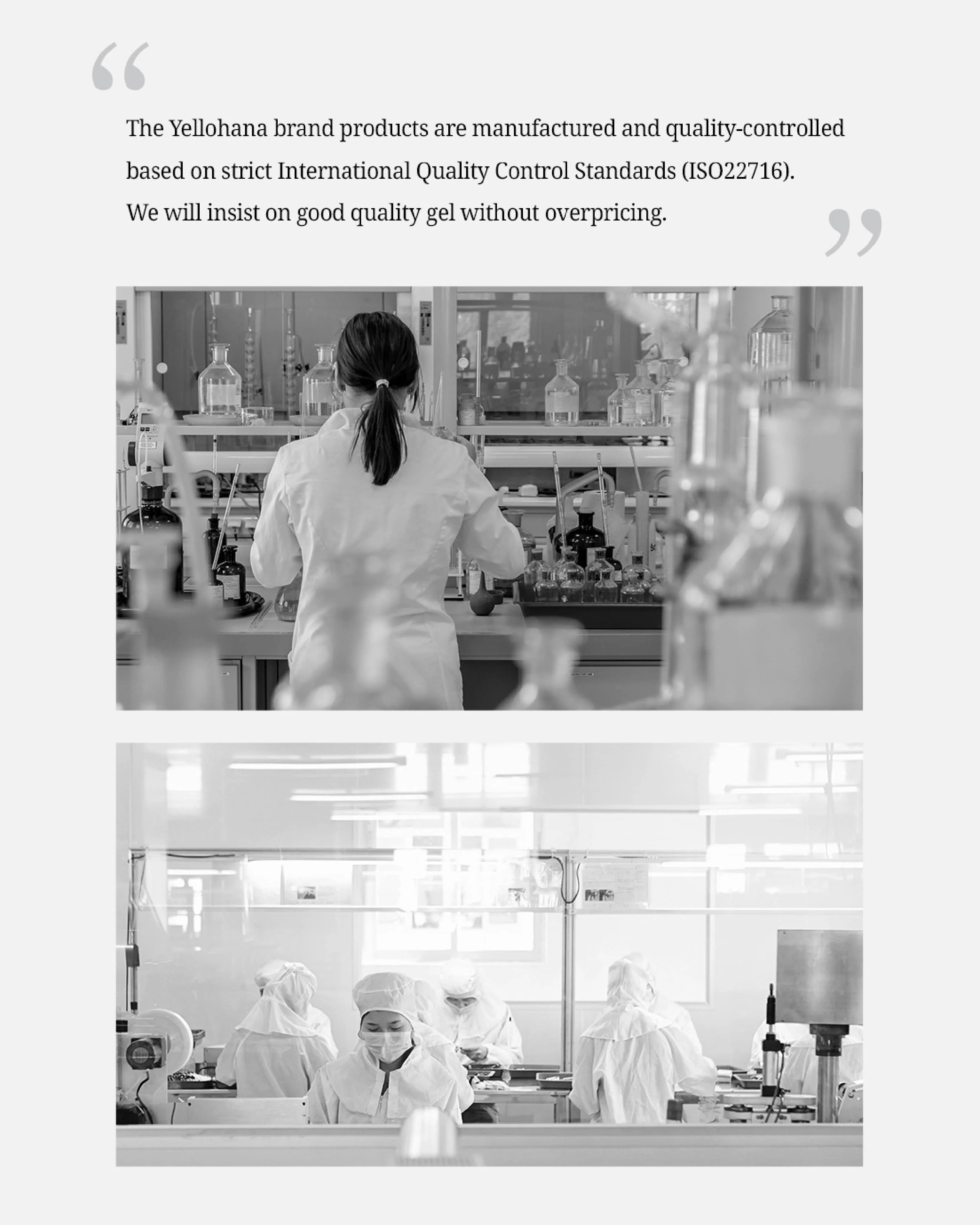 Laboratory setting with individuals in white lab coats, emphasizing quality control and manufacturing.