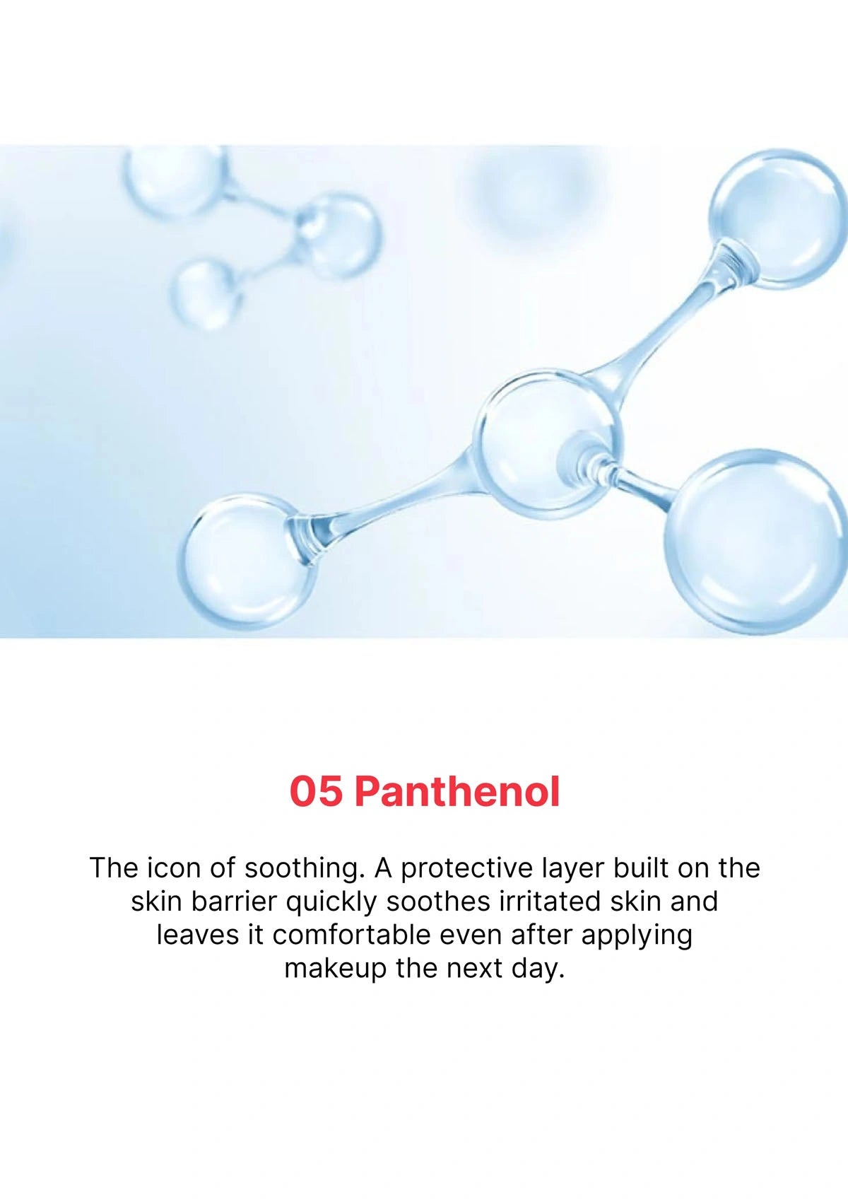 Molecular structure with '05 Panthenol' text on a light blue background