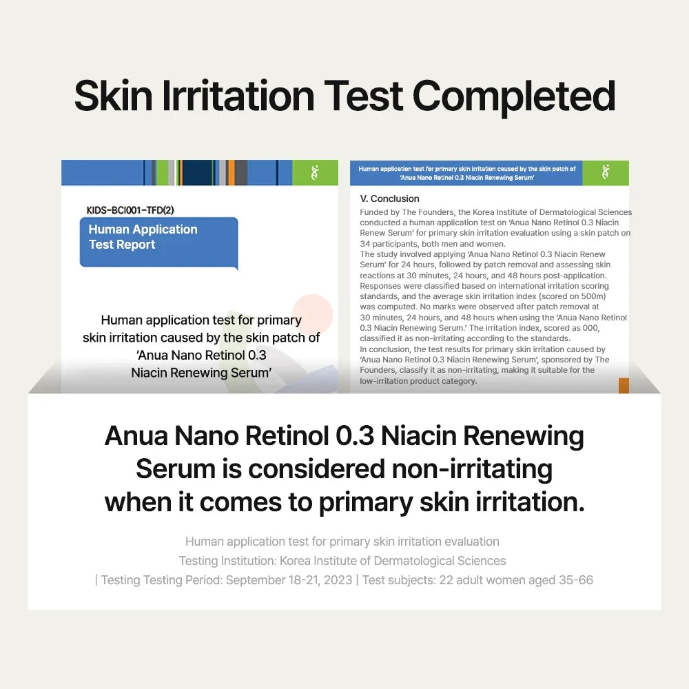 Text overlay on a blurred background with skincare product details.