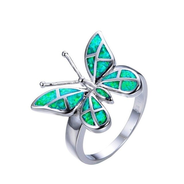 Blue Glass Wings SIlver Butterfly Ring | Butterflies & Co.