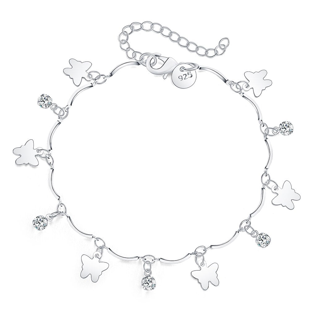Double Thickness Sterling Silver Double Initials Butterfly Bracelet,  Bracelets, Namefactory