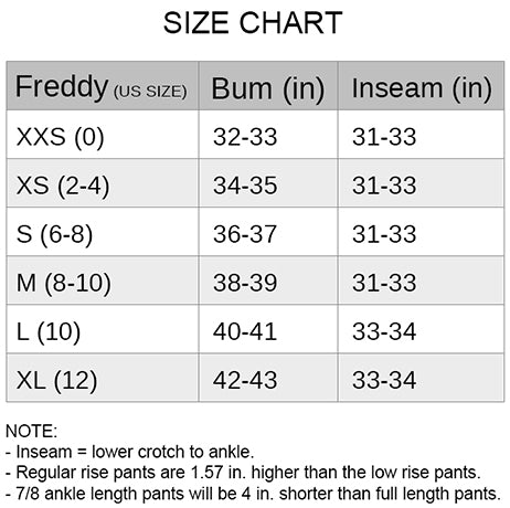 freddy jeans size chart