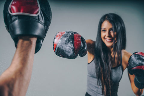 Woman enjoying her boxing workout