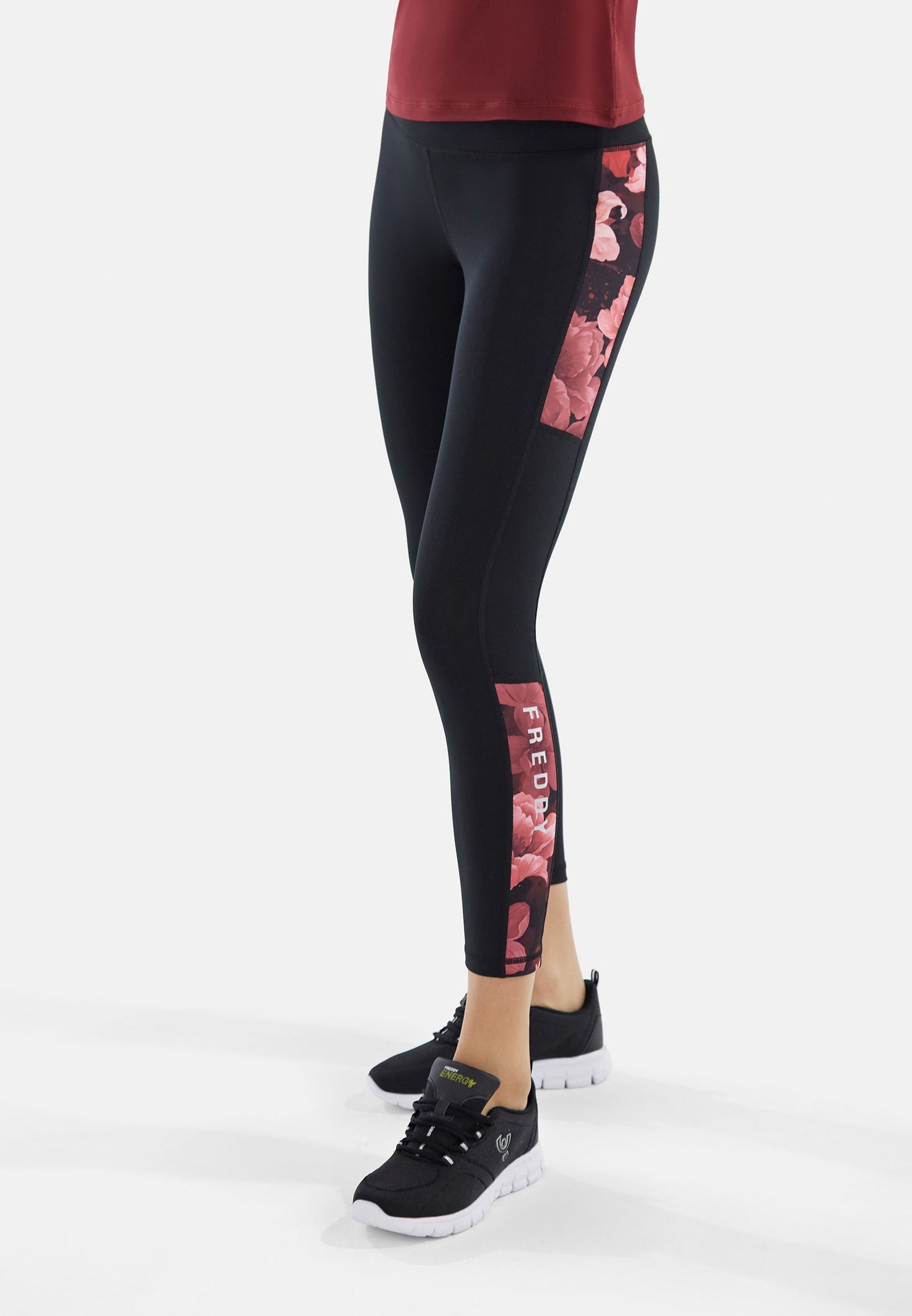 Women's leggings PLR003 - black/pink